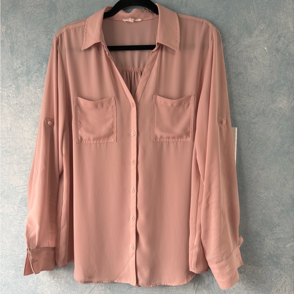 Maurices Light Pink Button-Down Shirt